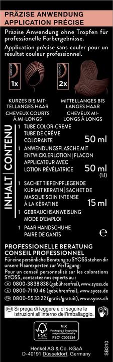Nährwerte und Zutaten Syoss Coloration (3 1 Dunkelbraun)