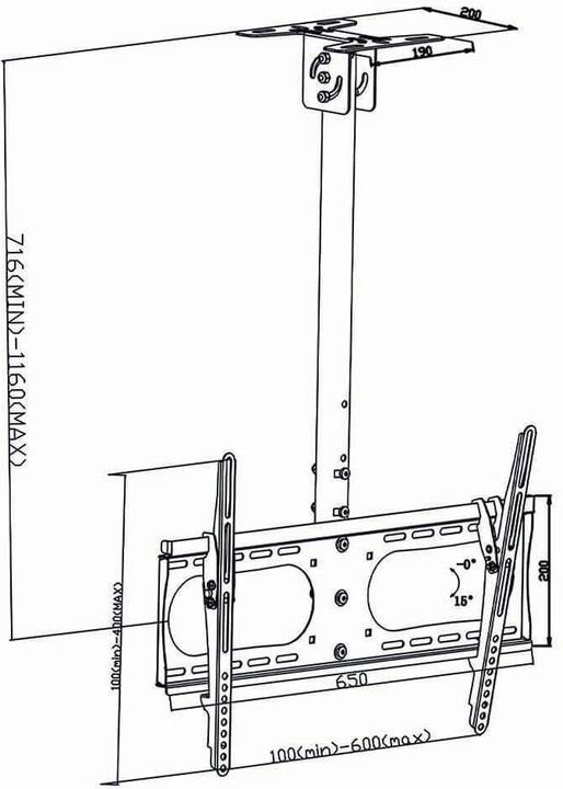 Produktbild Nedis Vollbewegliche TV-Deckenhalterung, 42-65" (Decke, 65", 45 kg)