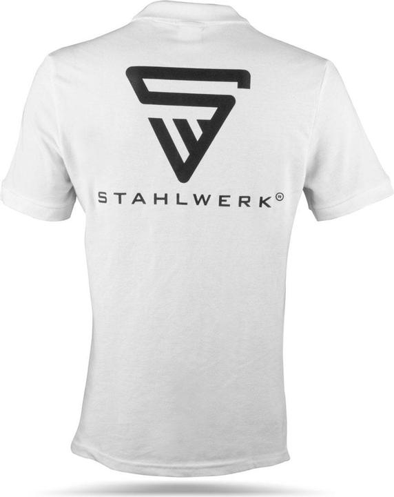 Immagine prodotto Stahlwerk Polo taglia XL bianca a maniche corte con logo stampato 100% cotone (XL)