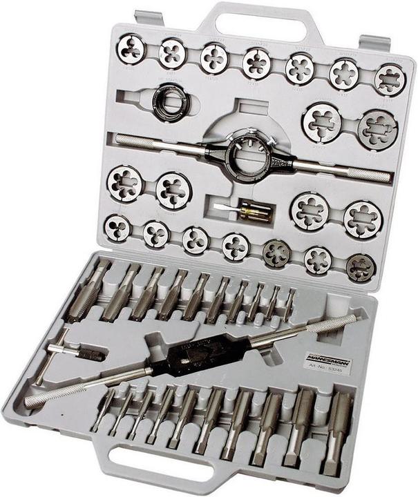 M12 x 1,75, M8 x 1, M16 x 1,5, M10 x 1,25, M8 x 1,25, M20 x 1,5, M22 x 2, M18 x 2, M10 x 1,5, M20 x 2, M16 x 2, M14 x 1,5, M18 x 1,5, M24 x 1,5, M22 x 1,5, M14 x 2, M12 x 1,5, M24 x 3,0 Kunststoffkoffer, Schneideisen Adapter, Schneideisenhalter, Schraubendreher, Windeisen M6 - M25, Aufnahme, Schneideisen: M6 x 0,75 M6 x 1