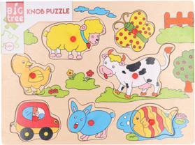 Actual product image Button Puzzle Animals Wood 3 Assorted (3 pieces)