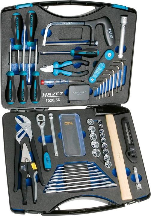 Actual product image HAZET Tool case 1520/56 ∙ Square, hollow 10 mm (3/8 inch) ∙ Outside 12-point traction profile, Slot… (56 pieces)