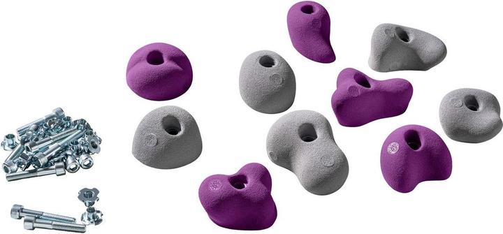 Immagine prodotto Kletterbude Soste per arrampicata per bambini set completo StarterKids germogli, made in Germany (Grigio-viola)