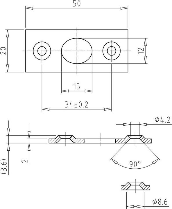 Produktbild Strenger Türtreibriegel aufliegend Pfeil, rund, links, Hub 25 mm, silber eloxiert