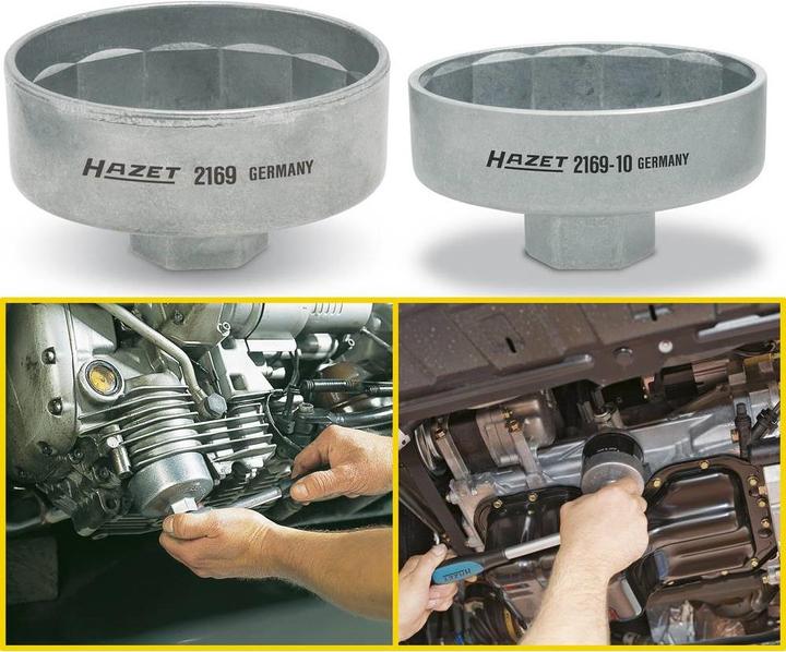 Actual product image HAZET Oil filter wrench 2169-10 ∙ Square, hollow 10 mm (3/8 inch) ∙ Outside 14-point profile ∙ 82 m…
