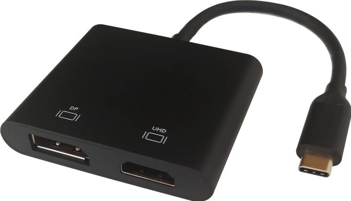 Productafbeelding Deltaco USB-C MST HUB, 2x 4K/60Hz, HDMI + DP (USB-C, 2 Havens)