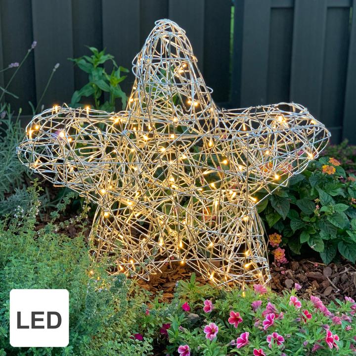 Produktbild Star Trading LED Outdoor-Leuchtstern,Ole, handgefertigt, silber, Ø 63cm