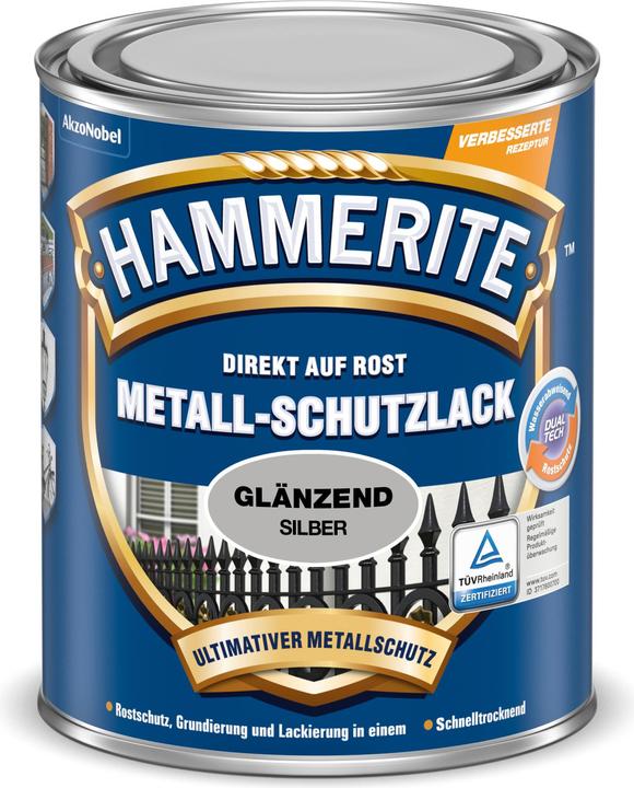 Actual product image Hammerite Metal protection lacquer glossy silver 750 ml (750 ml, Silver)