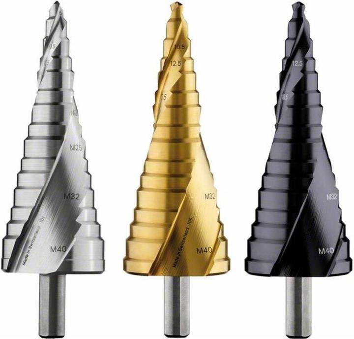 Immagine prodotto Bosch Professional Zubehör Punta a gradino HSS-TiN, per pressacavo, M10 - M40, 10 mm, 125,5 mm, 12 passi (10 mm)