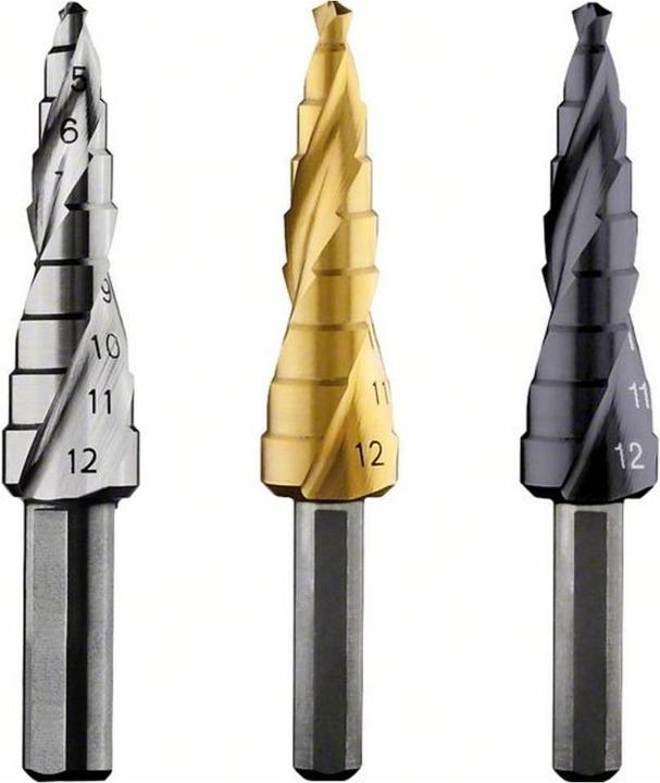 Bosch Professional Zubehör Stufenbohrer HSS-TiN, 4 - 12 mm, 6 mm, 65 mm, 9 Stufen (6 mm)