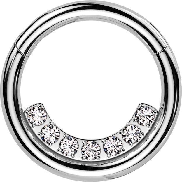 Immagine prodotto Star Piercing Anello a micro segmenti con cerniera in argento e cristalli interni in argento (Acciaio chirurgico 316L)