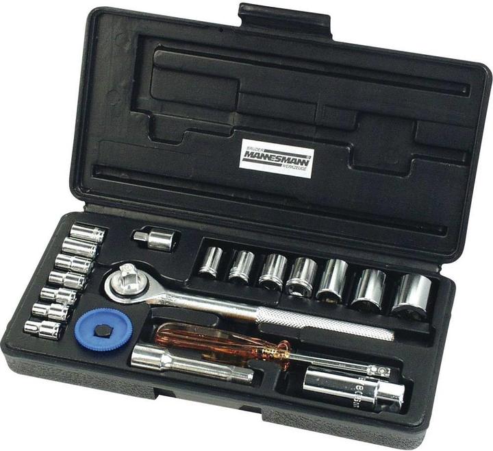 Produktbild Mannesmann Steckschlüsselsatz metrisch 1/ (13 mm, 5.5 mm, 11 mm, 3/8", 4.5 mm, 9 mm, 7 mm, 6 mm, 8 mm, 4 mm, 5 mm, 10 mm, 12 mm, 14 mm, 17 mm)