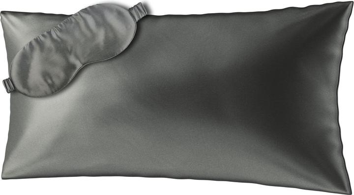 Ailoria BEAUTY SLEEP SET Silk Zipper Pillowcase (40x80) (anthracite) with eye mask (Kopfkissenbezug, 40 x 80 cm)