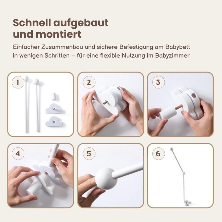 Actual product image Hermex Mobile Halterung Babybett Wolken Glockenhalter Spieluhr Arm