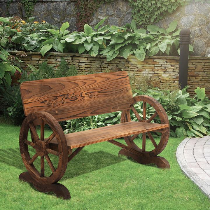 Image du produit Outsunny Banc de jardin en forme de roue de chariot
