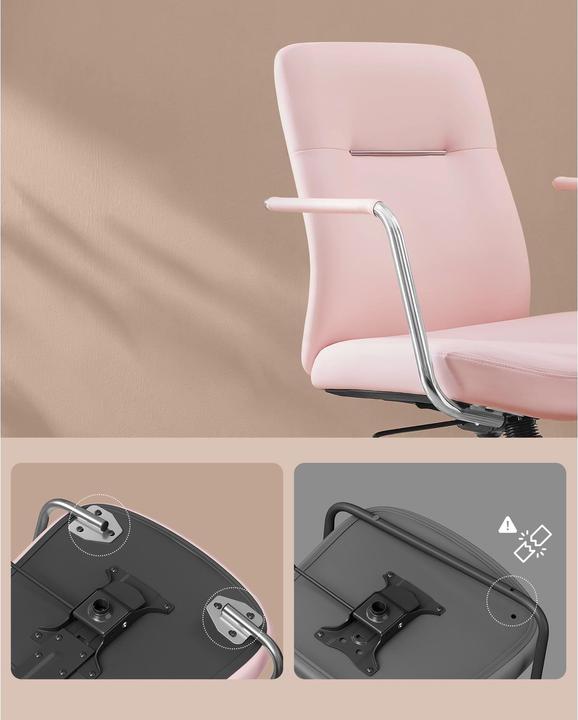 Actual product image Songmics Office chair with upholstered backrest and armrests, pink