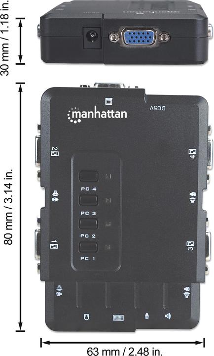 Image du produit Manhattan Commutateur KVM compact à 4 ports