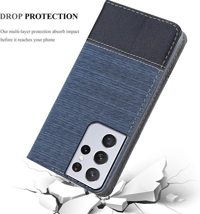 Produktbild Cadorabo Book Jeans Optik Cover (Samsung Galaxy S21 Ultra)