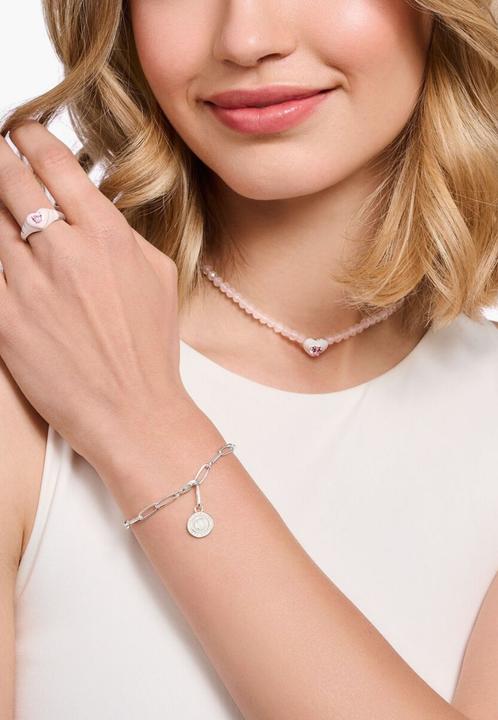 Produktbild Thomas Sabo Charm Armband mit Schimmernden Weissem Kaltemaille Silber (19 cm, 925er Silber, Emaille)