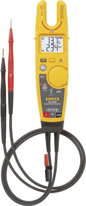 Elektrotester Fluke T6-1000, angeschlossene Messleitungen mit abnehmbaren 4 mm M