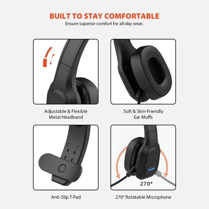 Immagine prodotto Audiocore 74452 Cuffie Bluetooth Microfono antirumore Call CenterGoogle Si (ANC, 32 h, Senza fili)