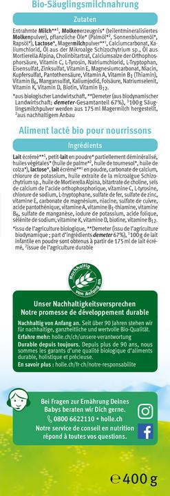 Etichetta energetica Holle Latte iniziale 1 (400 g, fino a 12 M.)