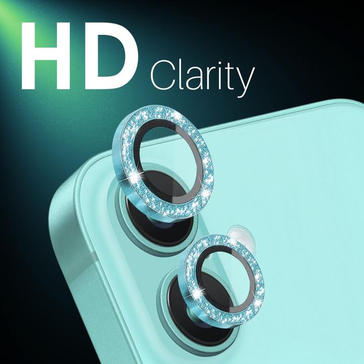 Actual product image Ueli Express Kamera Panzerglas Linsenschutz Glitzer (2 Piece, Apple iPhone 16 Plus, Apple iPhone 16)