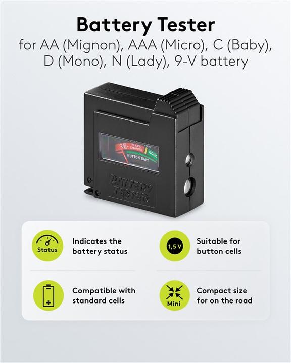Immagine prodotto Goobay Tester per batterie con display analogico
