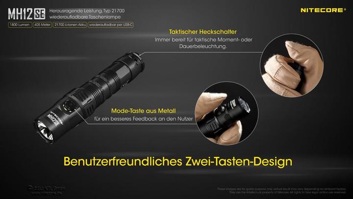 Immagine prodotto Nitecore MH12SE Torcia compatta di sesta generazione leader del settore Trent (14.10 cm, 1800 lm)