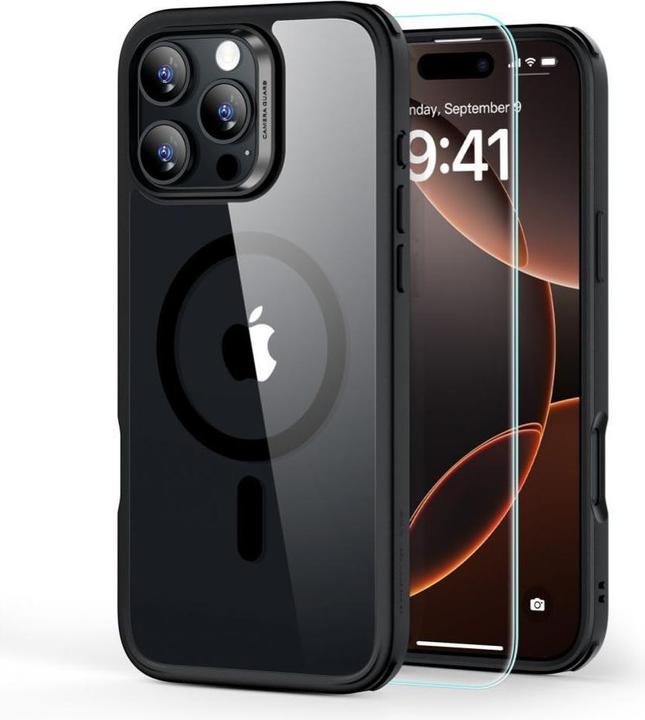 Image du produit ESR Classic Hybrid Halolock MagSafe Case + verre trempé pour iPhone 16 Pro Max - Clear with Black F (Apple iPhone 16 Pro Max)