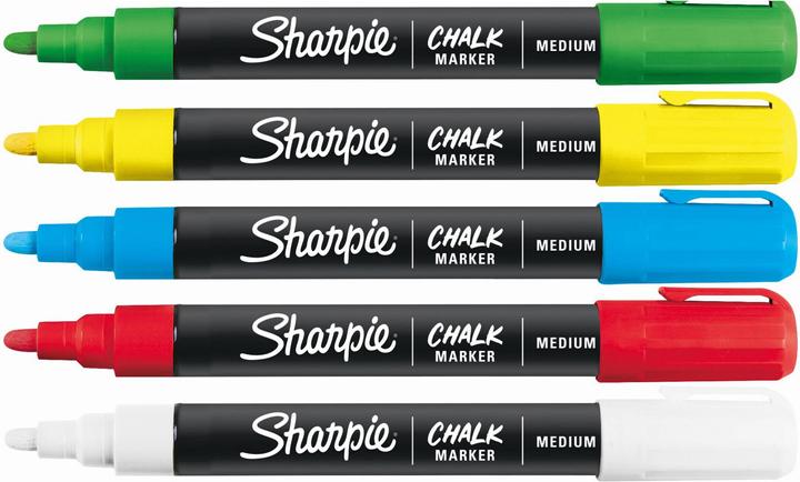 Produktbild Sharpie Kreidemarker 5er Blister M, Mehrfarbig (Weiss, Gelb, Grün, Blau, Rot, 5 x)