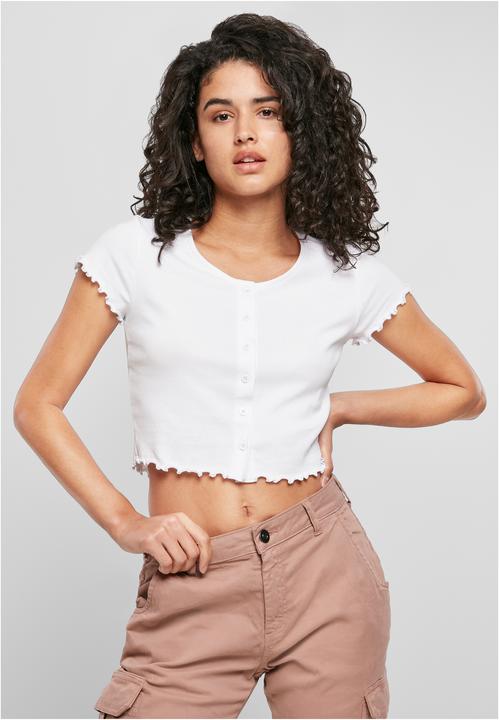 Actual product image Urban Classics Ladies Cropped Button Up Rib Tee (4XL)