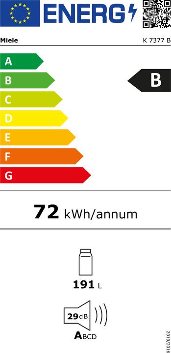 Label énergétique Miele K 7377 B (191 l)