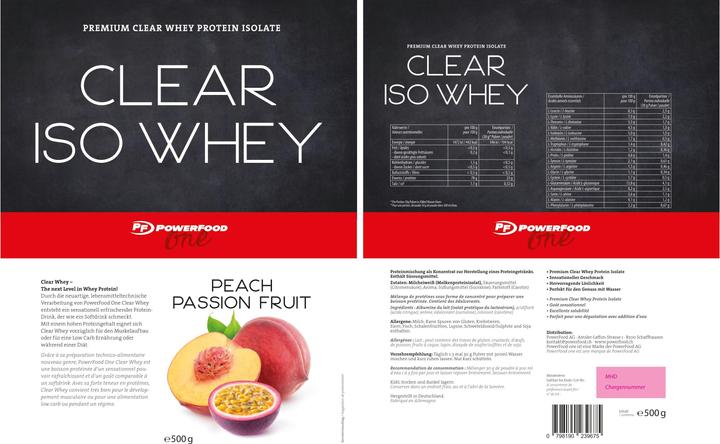 Immagine prodotto PowerFood One Siero di latte Clear Iso (Pesca Frutto della Passione, 1 pz., 500 g)