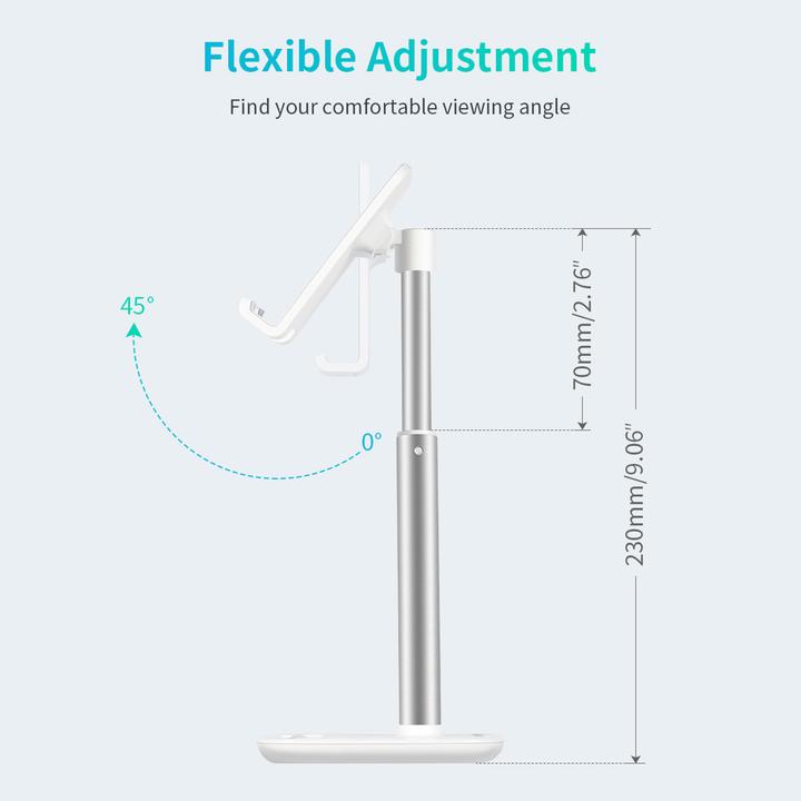Produktbild Choetech H035 Aluminiumständer für ein Telefon oder Tablet mit Anpassung – Weiss und Silber