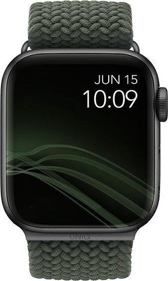 Produktbild Uniq strap Aspen Apple Watch 44/42 / 45mm Series 4/5/6/7/8 / SE / SE2 Braided green / cypress green (42 mm, 44 mm, 45 mm, Weavex™-Material)