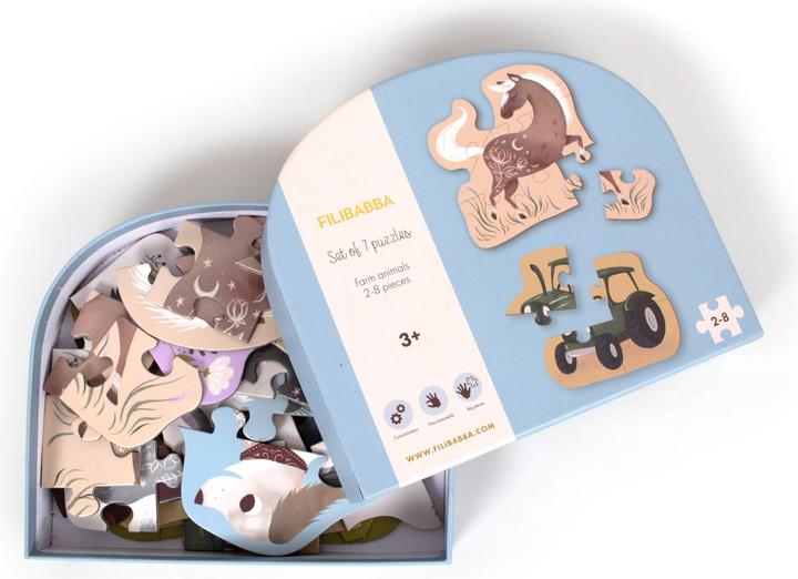 Produktbild Filibabba Set mit 7 Puzzles - Bauernhoftiere (7 Teile)