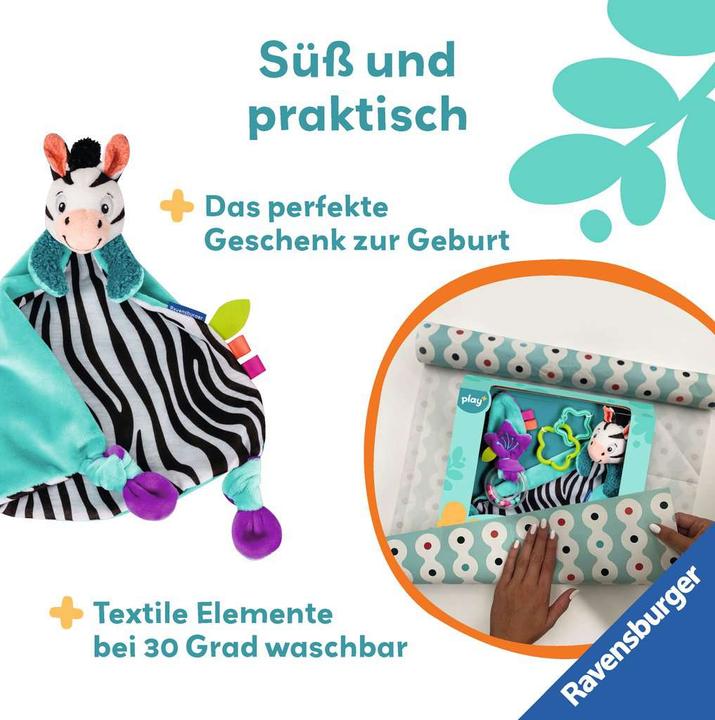 Image du produit Ravensburger 4858 play+ Toucher, hocher, jouer (set cadeau : zèbre), doudou, cadeau pour la fête des mères