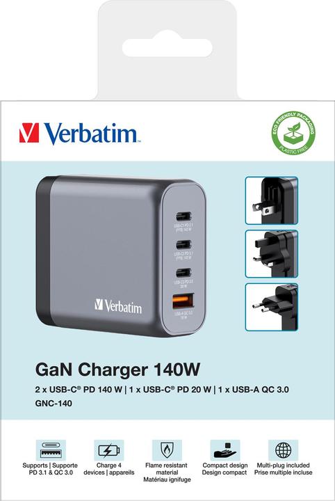 Actual product image Verbatim GNC-140 GaN Charger (140 W)