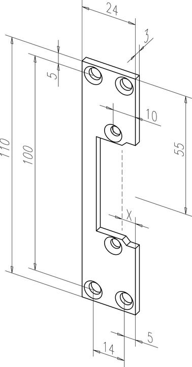 Assa Abloy Flat striking plate 107 galvanised steel angled width 24 x length 110 mm DIN left / right (Striking plate)