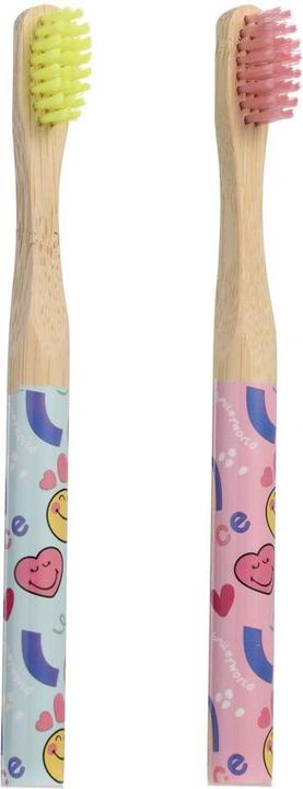 Immagine prodotto Take Care Set di spazzolini da denti per bambini Smiley Bamboo - Confezione da 2 (Morbido, 2 x)