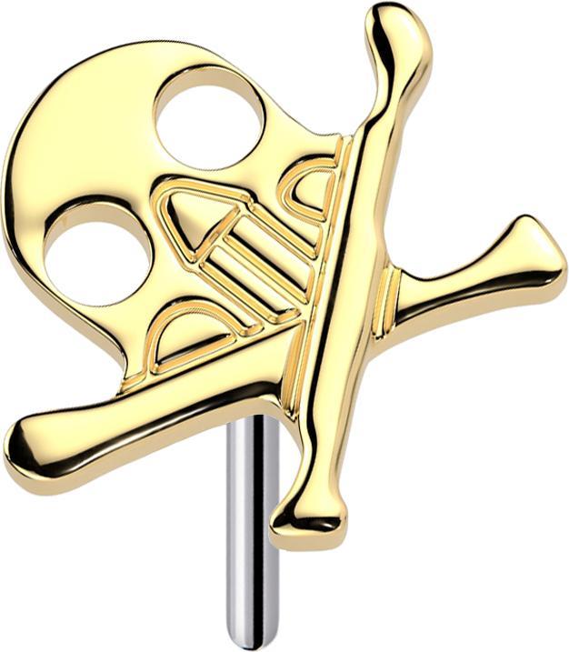 Produktbild Star Piercing Threadless Totenkopf mit gekreuzten Knochen vergoldet (ohne Messing, Titan G23)