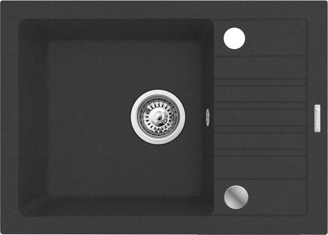 Produktbild Maidsinks Black sink set with flexi faucet - BALI 62x44 1B1D black+ Flessi (44 cm, 62 cm)