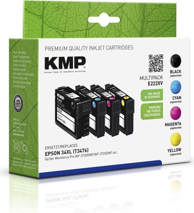 Produktbild KMP E222XV Multipack BK/C/M/Y kompatibel mit Epson T 3476 XL (M, C, Y, BK)