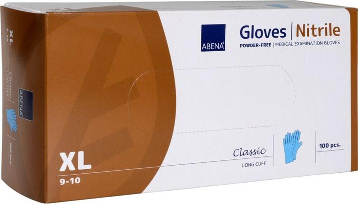 Actual product image Abena Long examination gloves, Classic, XL, blue, nitrile, Powder free (XL)