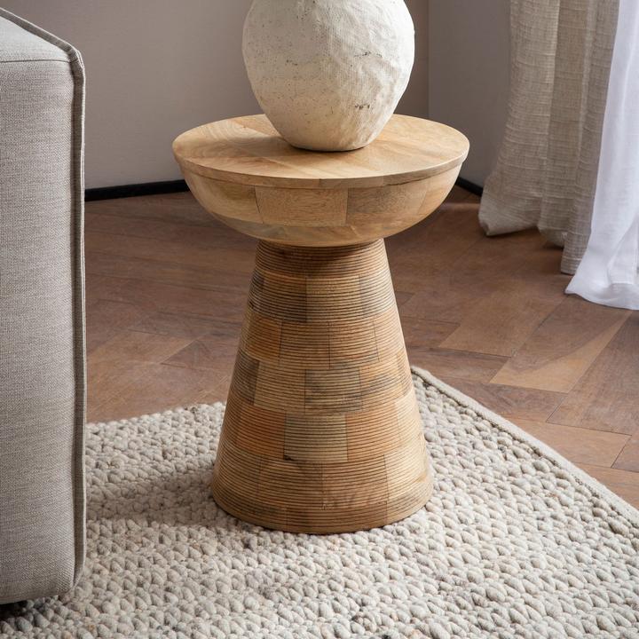 Produktbild FineBuy Beistelltisch Anstelltisch Massivholz Ø 37 cm Wohnzimmertisch Rund Klein (37 x 37 x 45 cm)