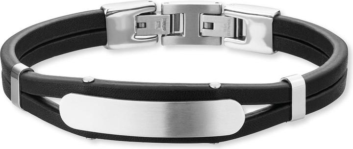 Save Brave Armband SBB-Dexter-BK Herren (20 cm, Leder, Edelstahl)