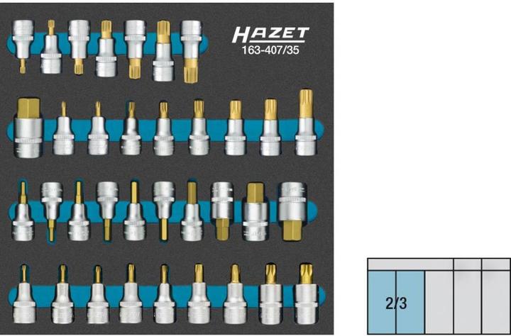 Produktbild HAZET Schraubendreher-Steckschlüsseleinsatz Satz 163-407/35 ∙ Vierkant12,5 mm (1/2 Zoll) ∙ Innen Se… (19 mm, 12 mm, 14 mm, 22 mm, 16 mm, 10  mm, 21 mm, 18 mm, 17 mm, 11 mm, 15 mm, 13 mm, 20 mm)
