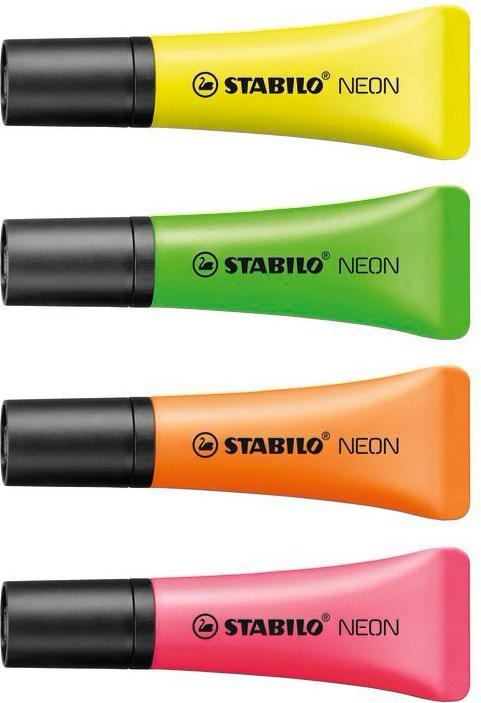 Image du produit STABILO Surligneur NEON (Orange, Jaune, Vert, Pink, 5 mm, 4 x)