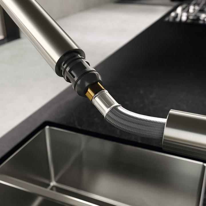 Image du produit Kludi L-Steel robinet cuisine à levier unique avec bec pivotante et extensible